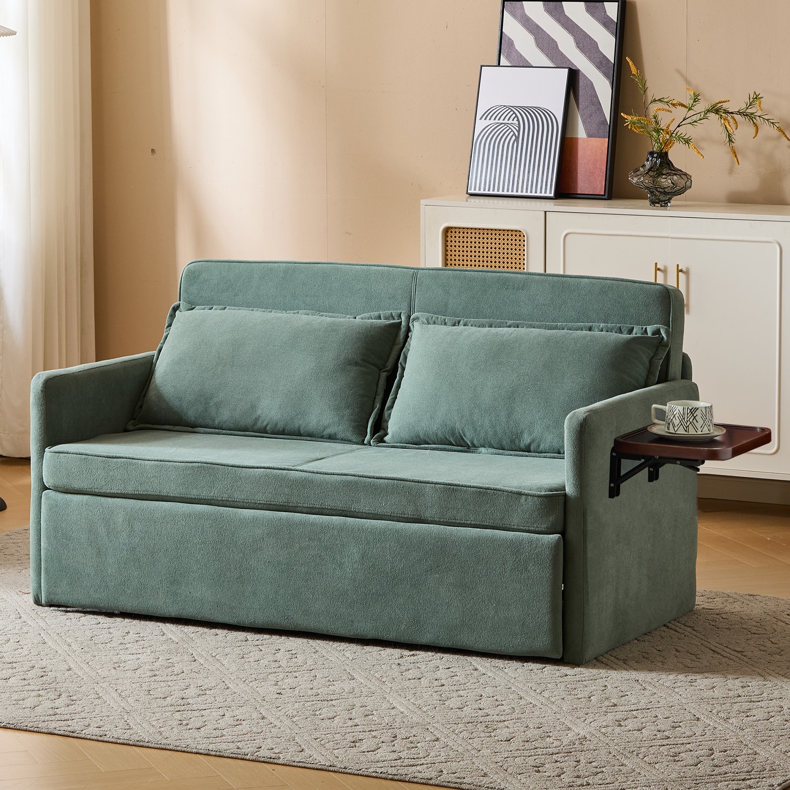 Adult Sleeper Chair Bed, 3-in-1 Convertible Sofa Chair Bed Pull-out Sofa Bed, Convenient Folding Tray Table with USB and Type-C Charging Ports Modern Loveseat for Living Room,LIGHTE-GREEN,Fabric Adult Sleeper Chair Bed, 3-in-1 Convertible Sofa Chair Bed Pull-out Sofa Bed, Convenient Folding Tray Table with USB and Type-C Charging Ports Modern Loveseat for Living Room,LIGHTE-GREEN,Fabric